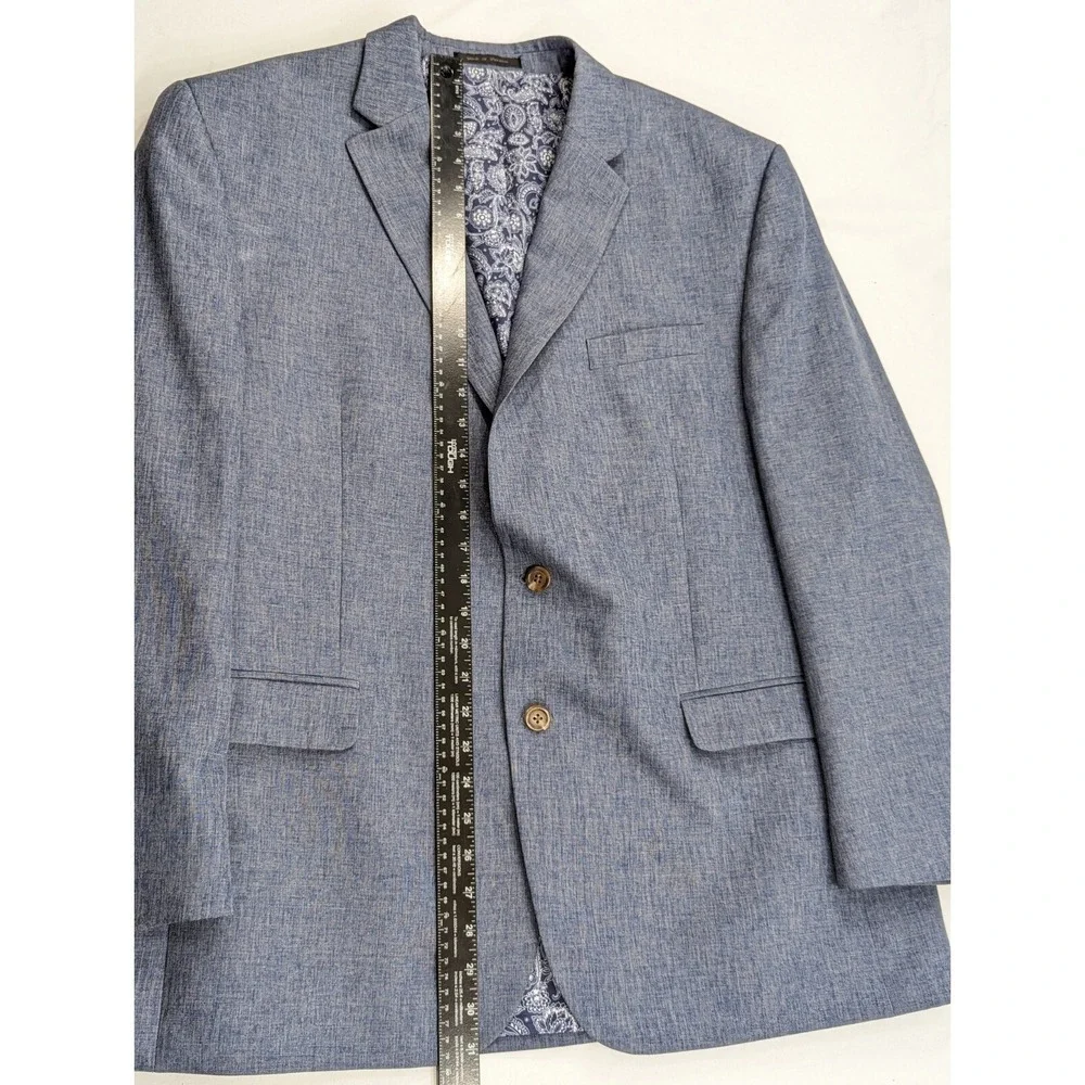 Chaps Ralph‎ Lauren Blazer Sports Suit Jacket Polyester 46R Blue Heathered EUC